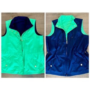 Lauren Ralph Lauren Reversible Sporty Vest Green Blue Gold Womens Large Petite